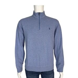 Polo Ralph Lauren Quarter Zip Pullover Mens Large Blue Excellent Heathered Knit